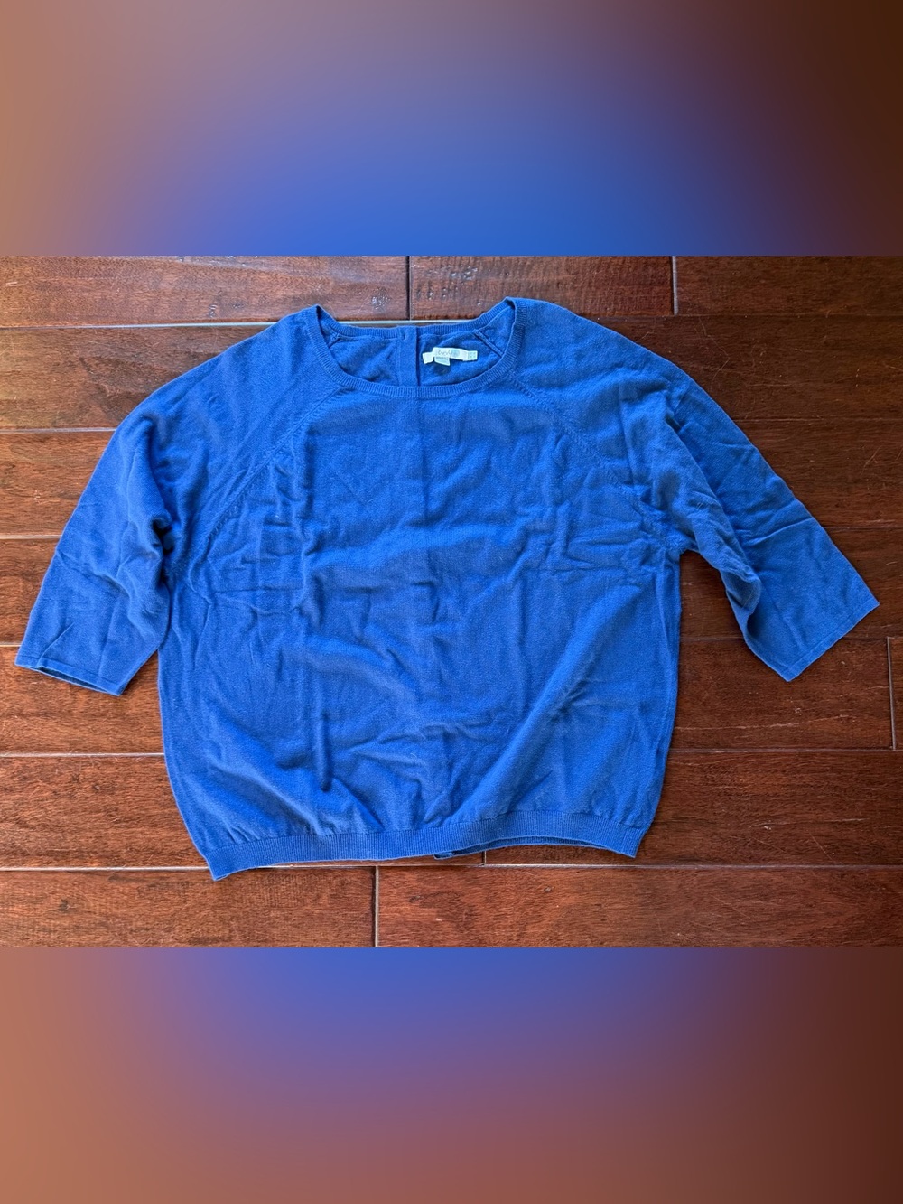 Boden Royal Blue Crewneck Sweater with Gray Button Detail US 16